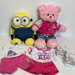 Build-A-Bear Minions Bob & Pink Plush Teddy Bundle Kids Collectible Plush Toys